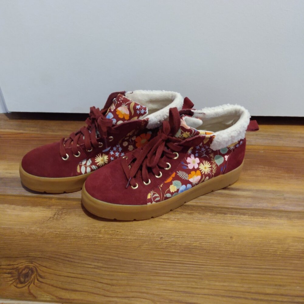 Keds Women's Burgundy Floral High-Top Sneakers - Picture 9 of 9